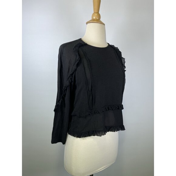 BIMBA Y LOLA Black Sheer Tiered Ruffle Blouse Top Small Preppy Designer Fairy - Picture 3 of 9